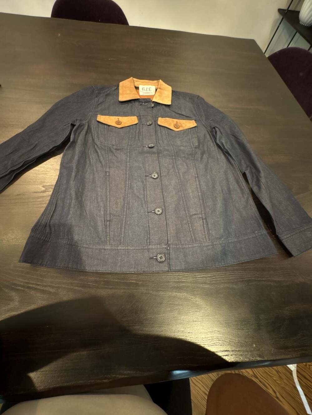 AG Adriano Goldschmied Denim Jacket with Suede Collar and Pocket Flaps Size S